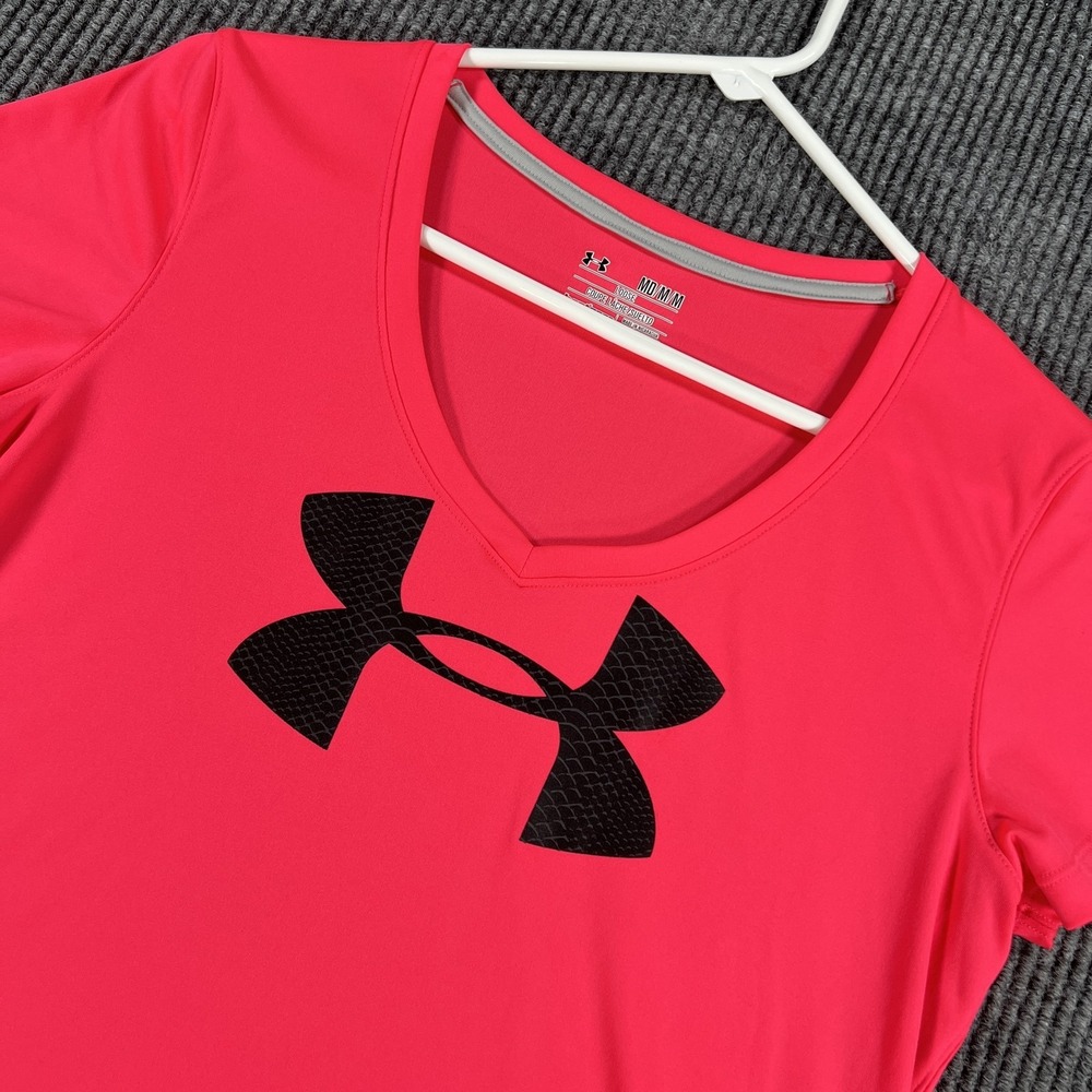 Under Armour Shirt Womens Medium Pink HeatGear Loose Fit Athletic Workout Top